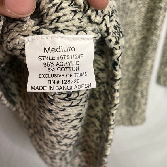 QUINN Women’s Heathered Black & White Elbow‑Patch Pullover Sweater - Picture 7 of 9